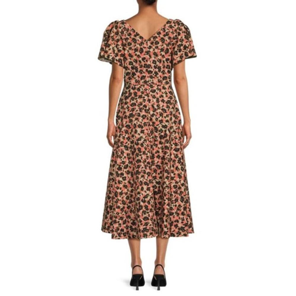 NWOT Tanya Taylor Lonna Floral Twisted Midi Dress in Shell Pink Size 4 - Picture 2 of 5